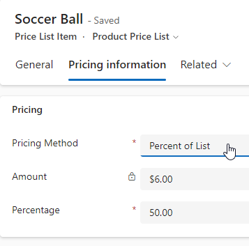 d365 price list item of soccer ball